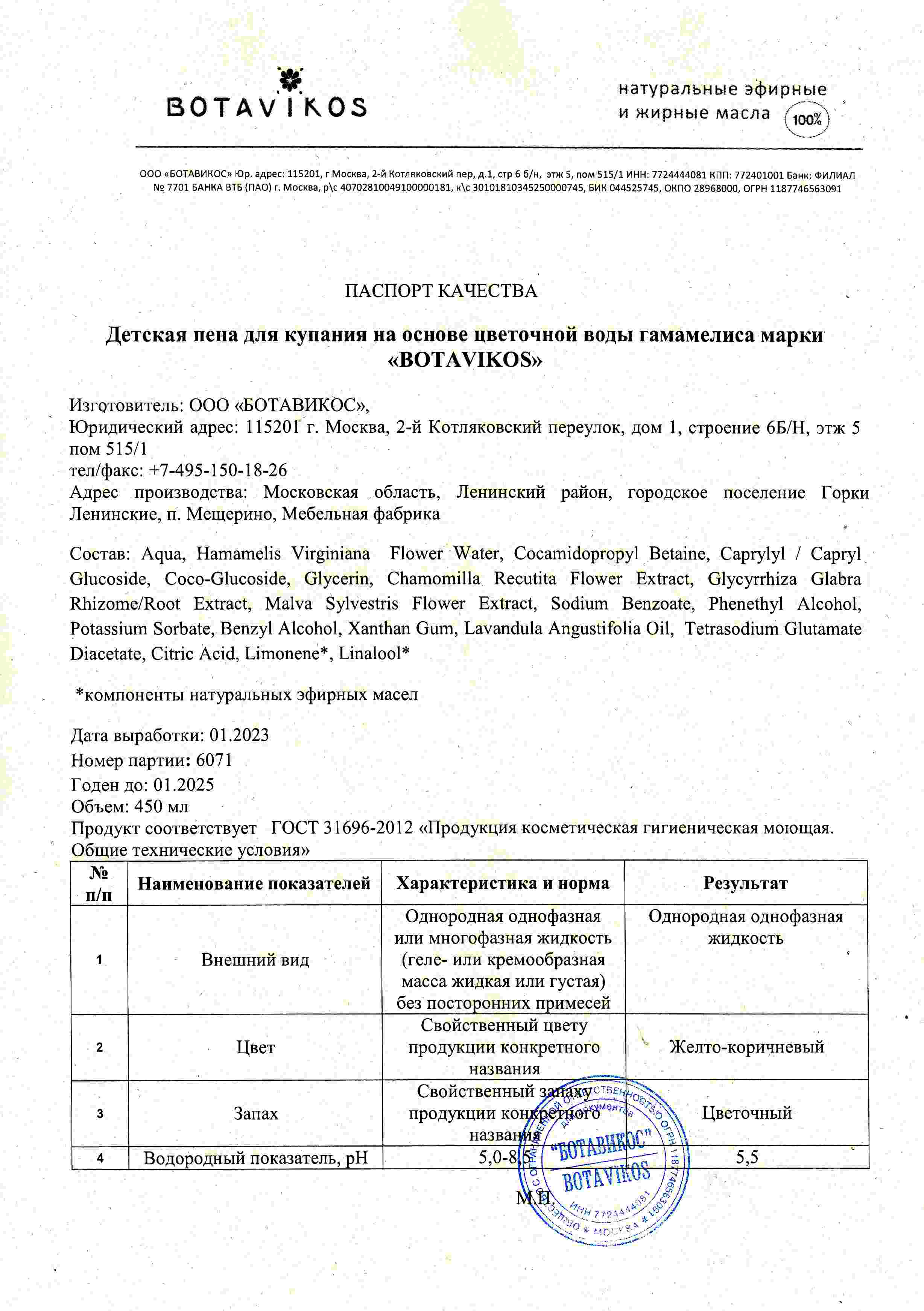 Паспорт №012023